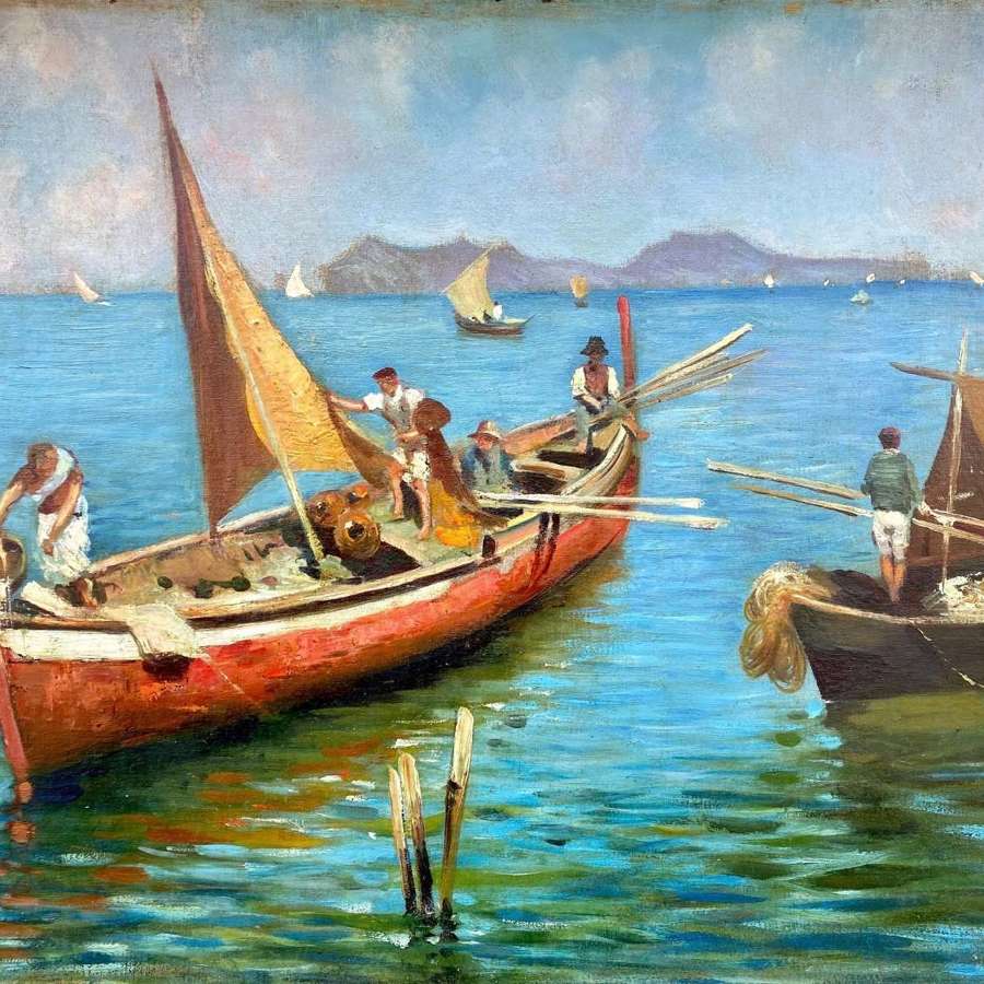 Leo Fontan: Boats And Fishermen The Cote D'Azur Coast LargeSeascape