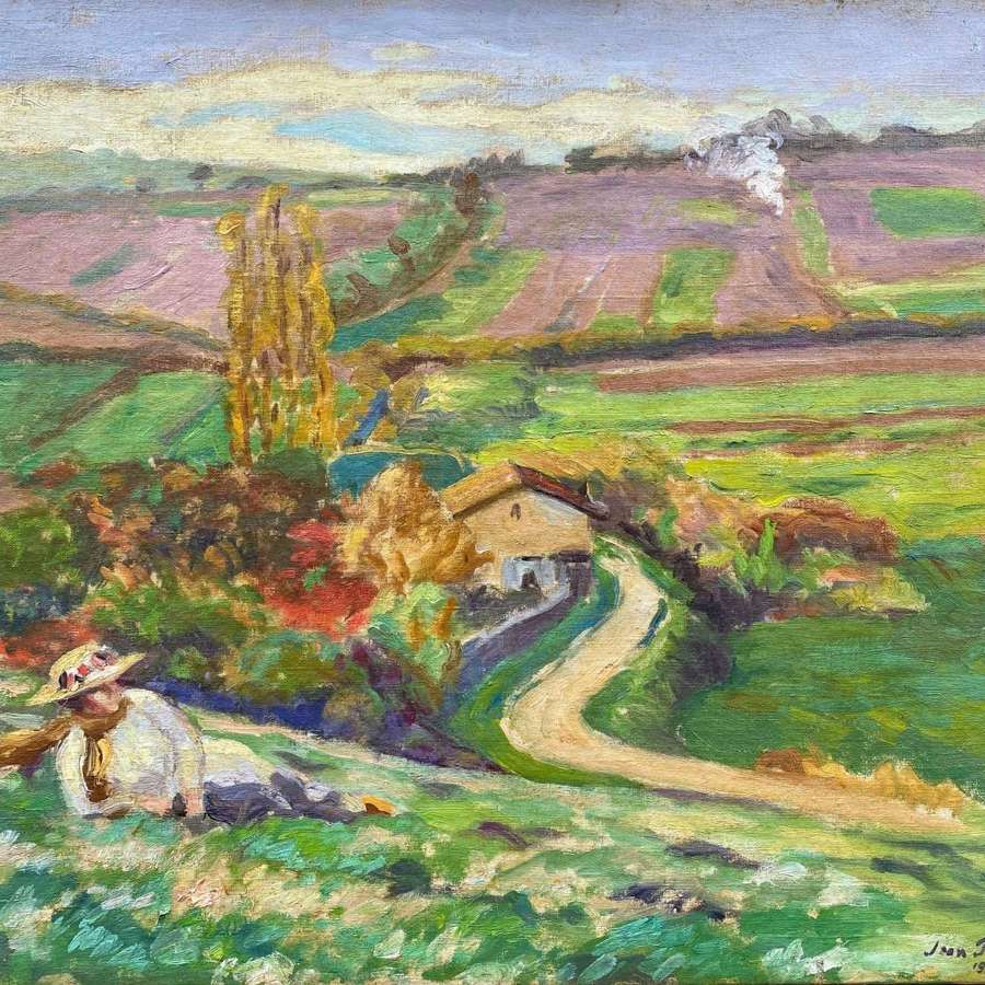 Plumet:The Dashing Lady In The Field Summer 1912 French Fauve Painting