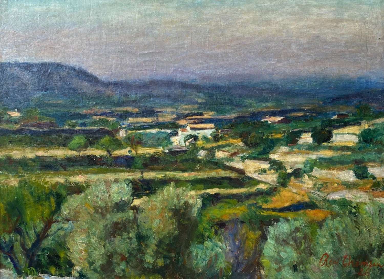 Thomsen: Olive Trees In Provence, 1926 large Cezannien Landscape