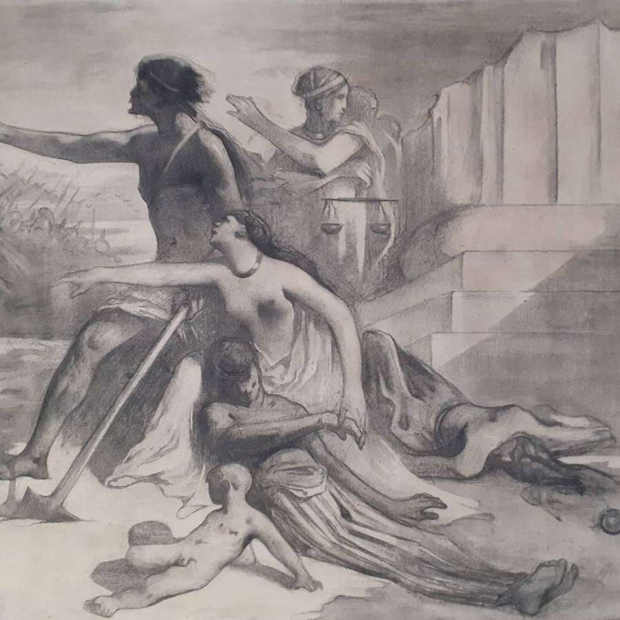Delance: Academic Allegorical Scene, Franco Prussian War Ca 1871