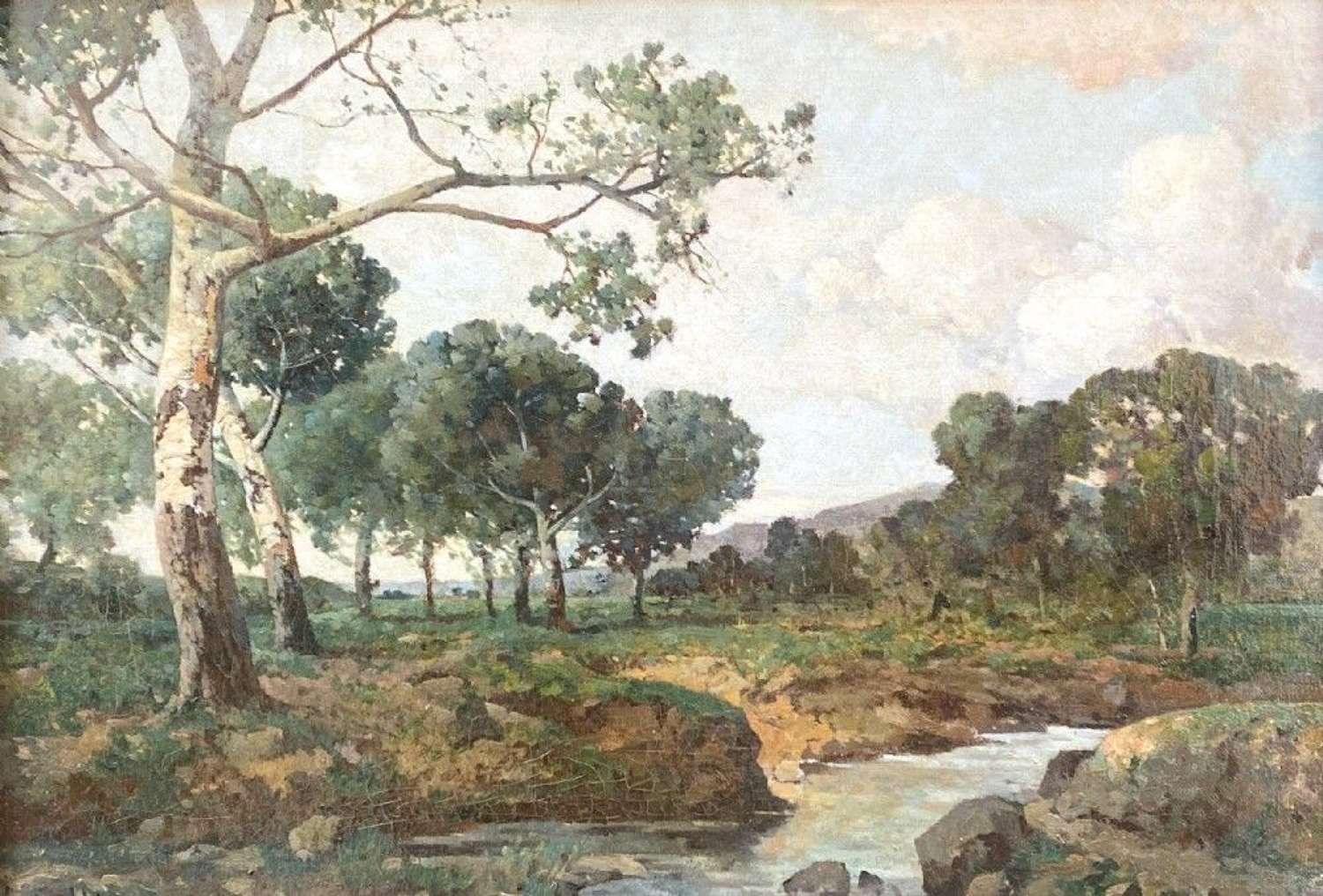 Collas: White Birches In Provence 19th Century Mediterranean Landscape