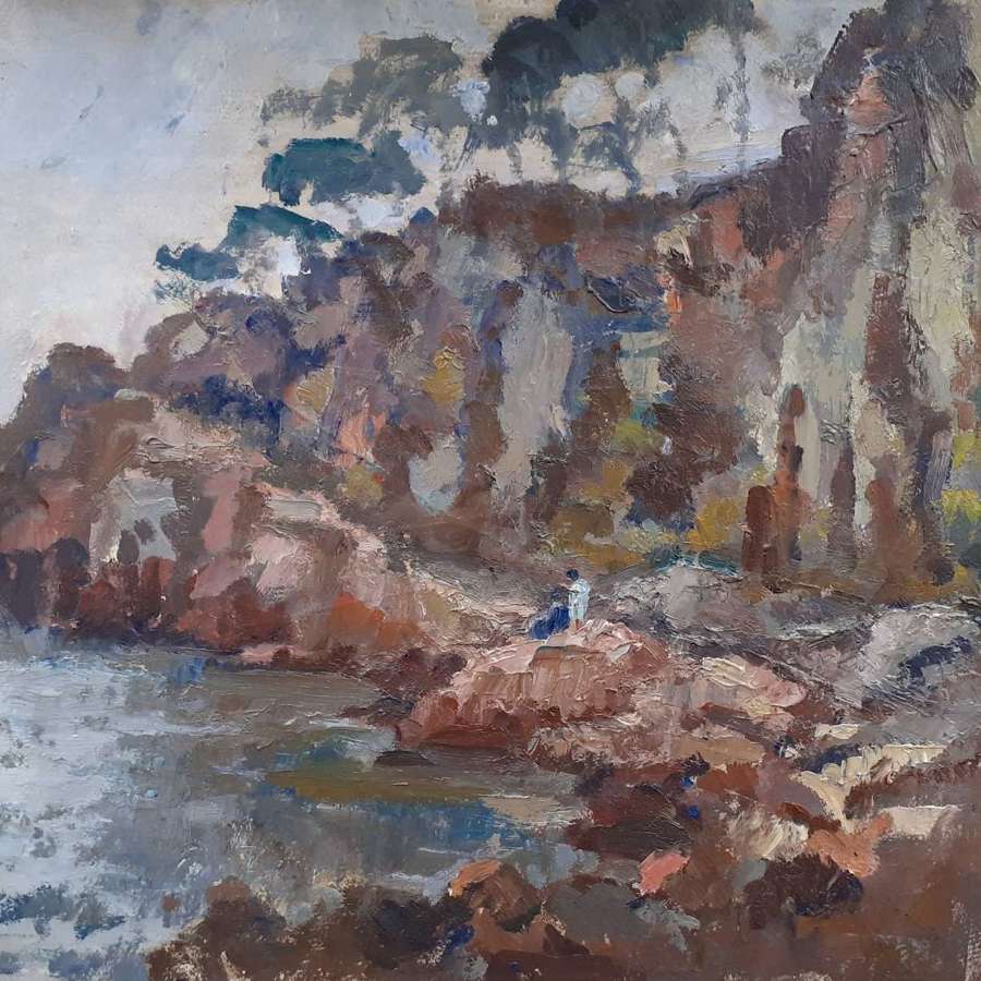 Bathers At The Creek: Cote D'Azur Landscape Study With Figures Ci1910