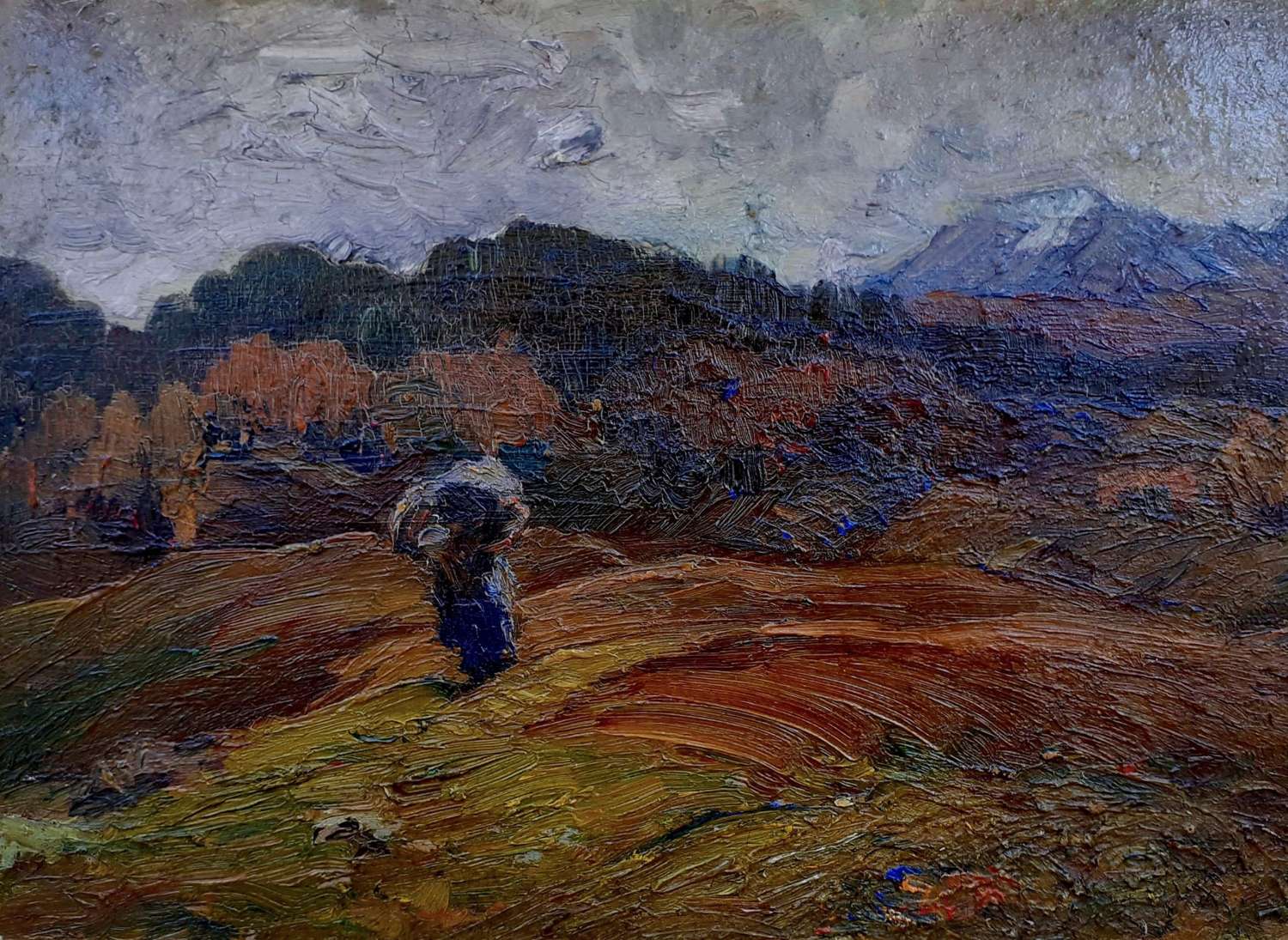 Impressionist Mountain Landscape With Lone Figure