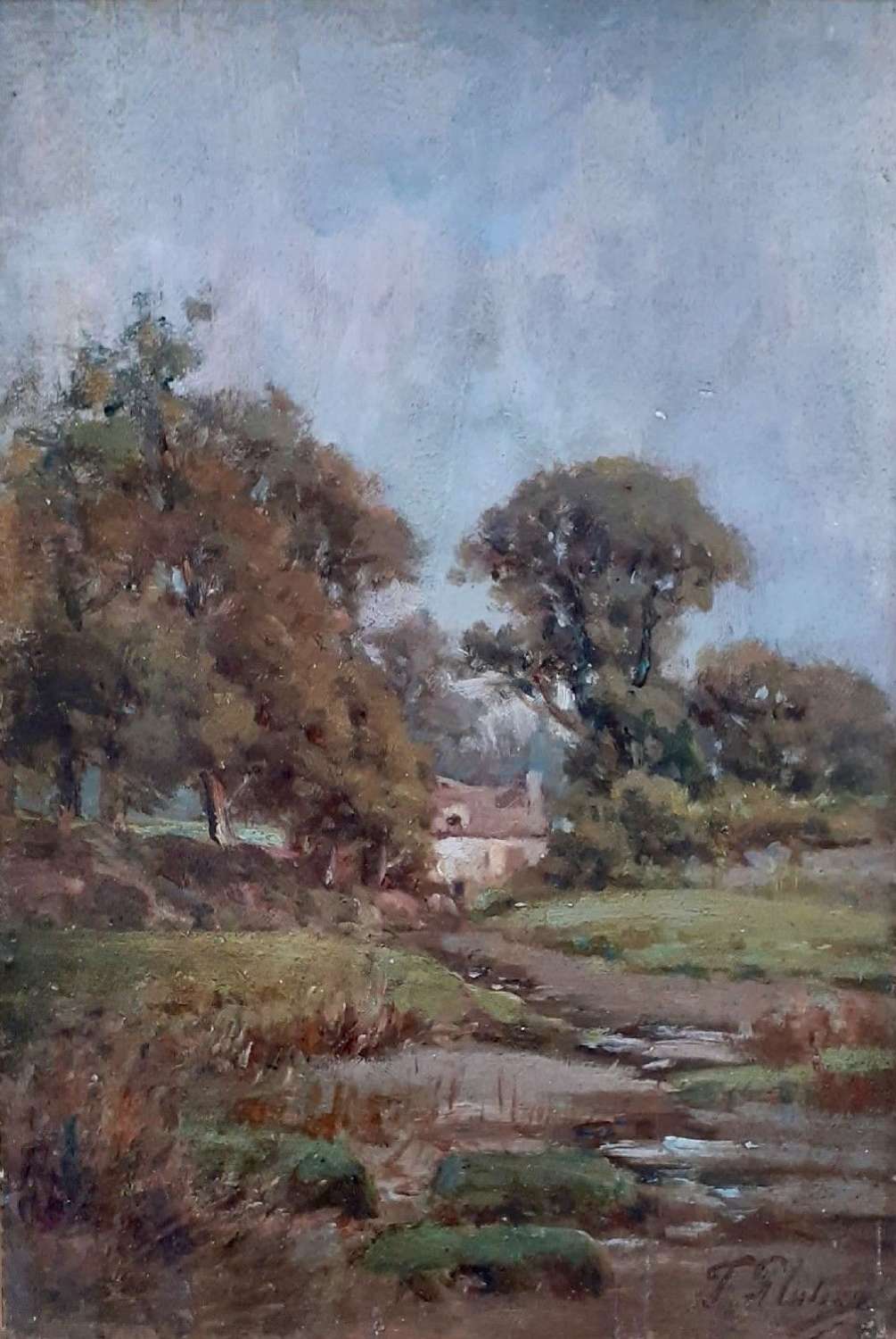 Plateau: Cottage By The Brook French Impressionist Summer Landscape
