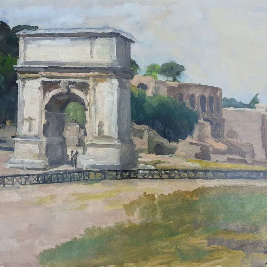 Cheyssial: Rome Colosseum And Titus Arch,1932 Art Deco Period Painting