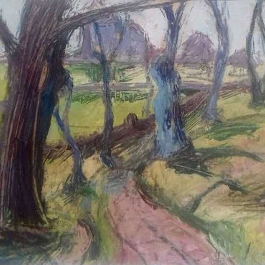 Gremi: The Chestnut Trees Abstracted Landscape 1946,French Modernist