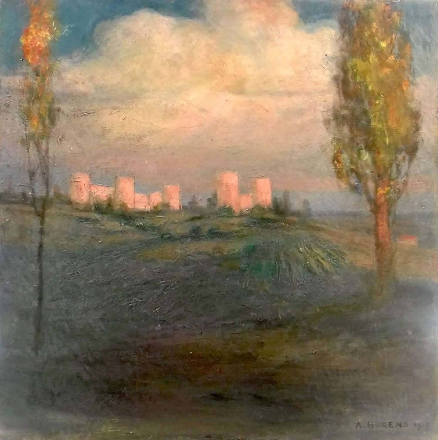 Continental Symbolist Landscape, 1915, The Castle On The Hill, Clouds