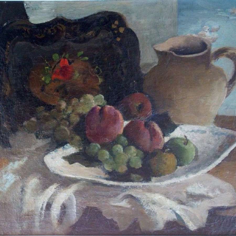 The Cloud Behind The Jug: Airy Mysterious French 1920s Still Life Oil