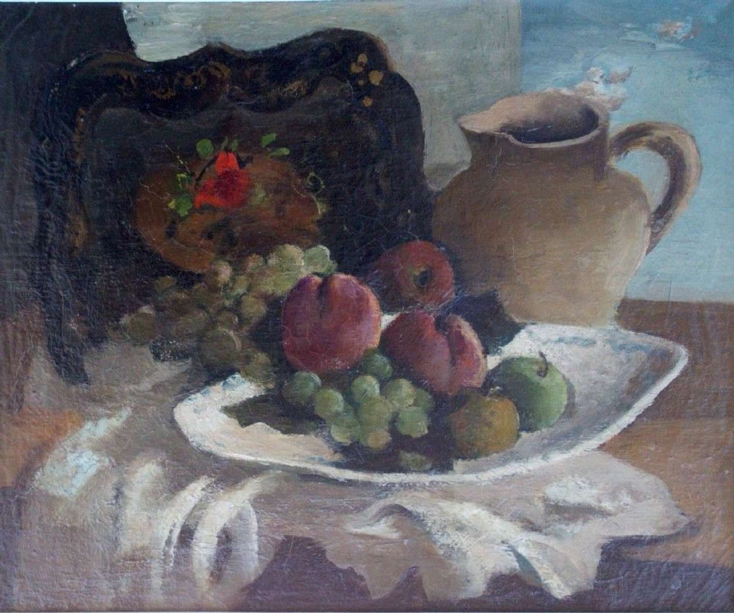 The Cloud Behind The Jug: Airy Mysterious French 1920s Still Life Oil