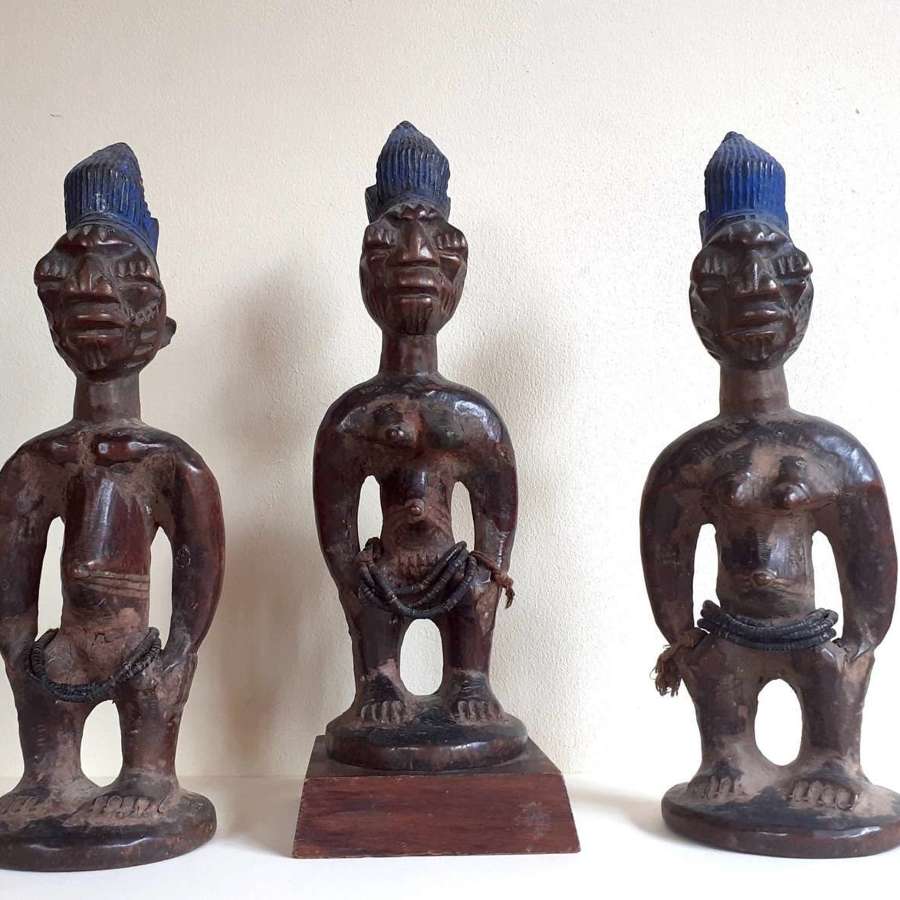 Yoruba Oyo Ibeji Triplets, Master Carver Abegunde Of Ede African Triba