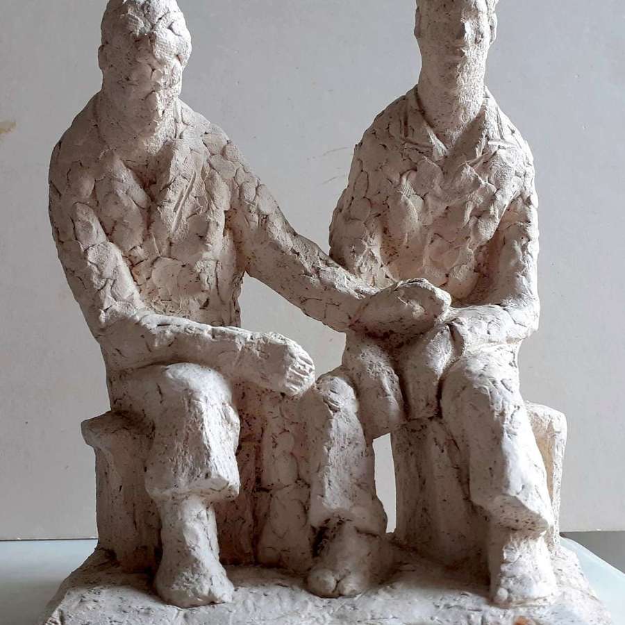 Milberger: Friendship, Solace hand modelled sculpture by Jewish Artist