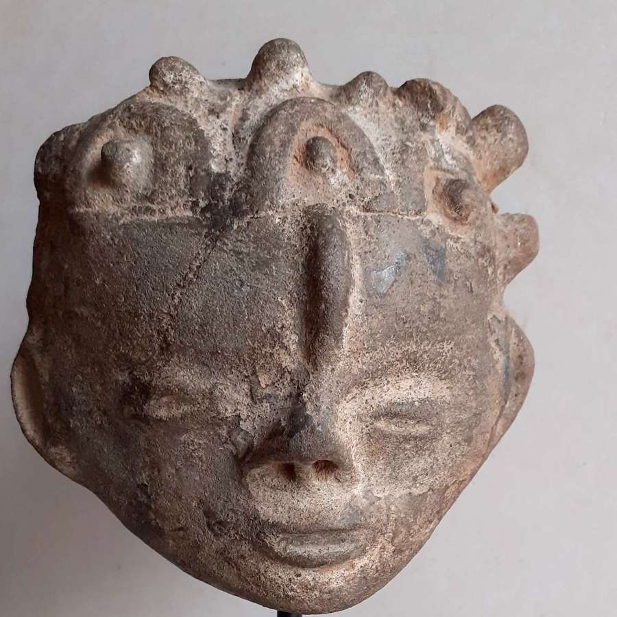 Ashanti Akan African 19th Century Terracotta Memorial Head,