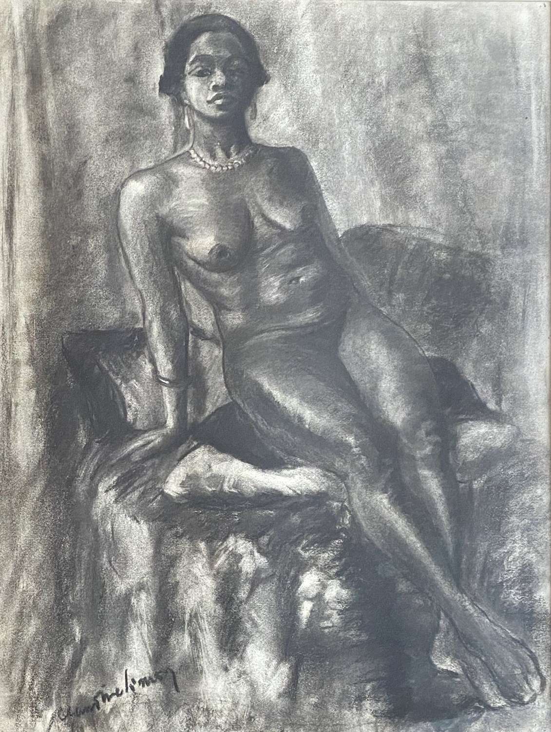 Powerful Black Art Deco Nude, The Confident Model, ca 1930