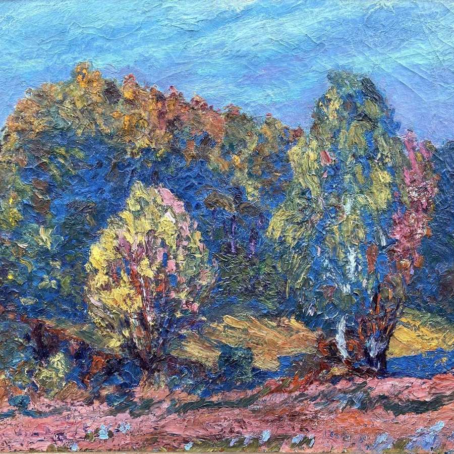 Flamboyant Trees, Fauve Landscape ca1910, Colourful French Oil
