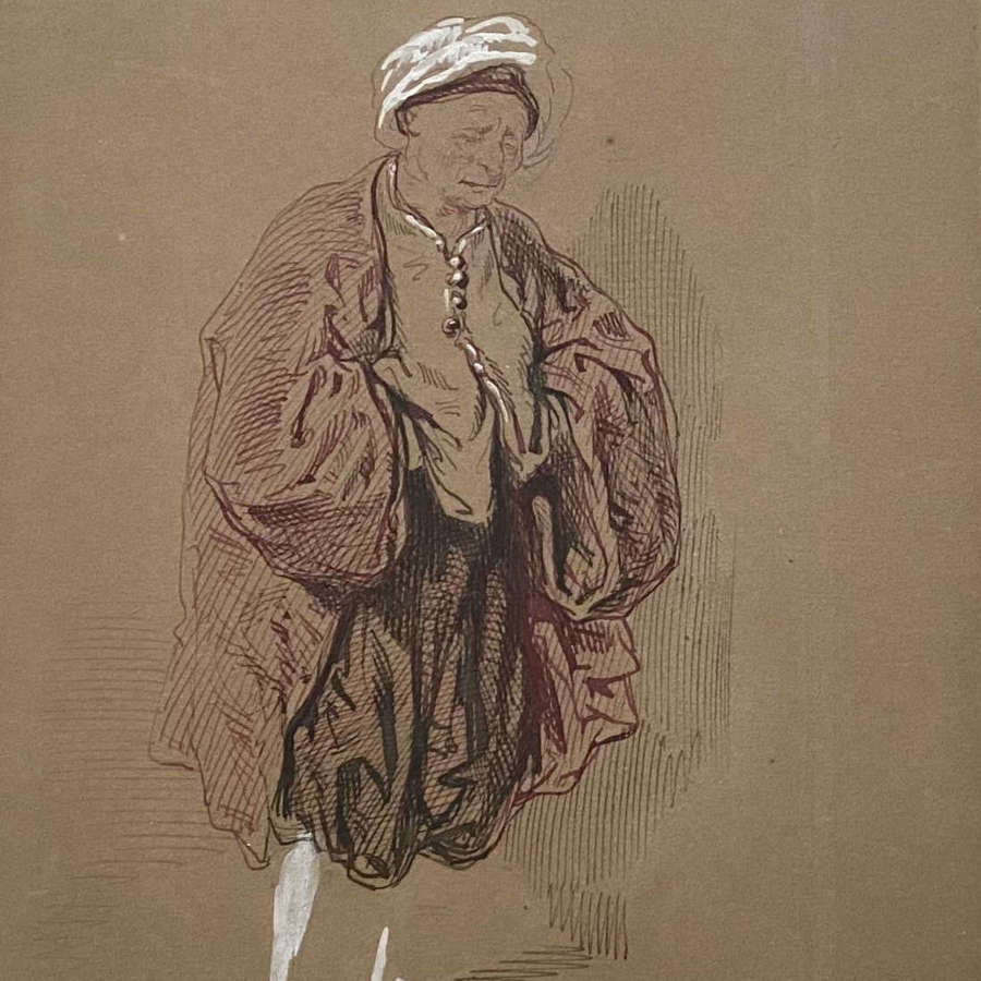 Attr. Gavarni: the Hypochondriac Molière 19th Century drawing