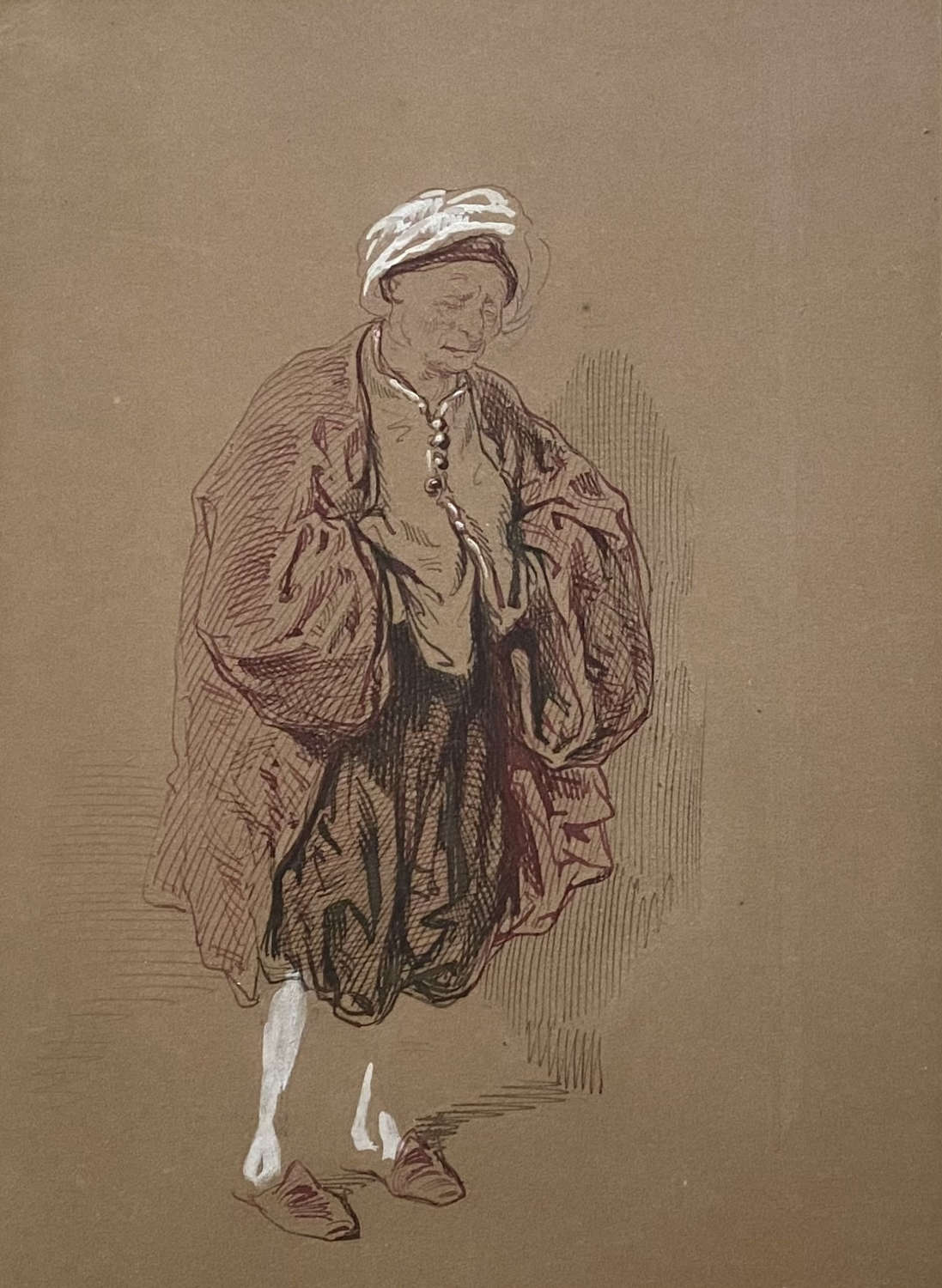 Attr. Gavarni: the Hypochondriac Molière 19th Century drawing