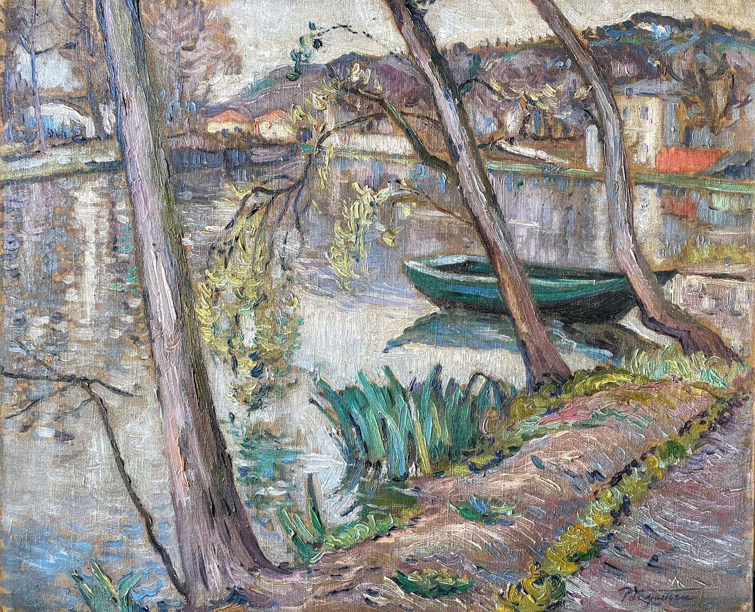 Matheu Latin American Impressionist Canoe on the Seine 1921 Provenance