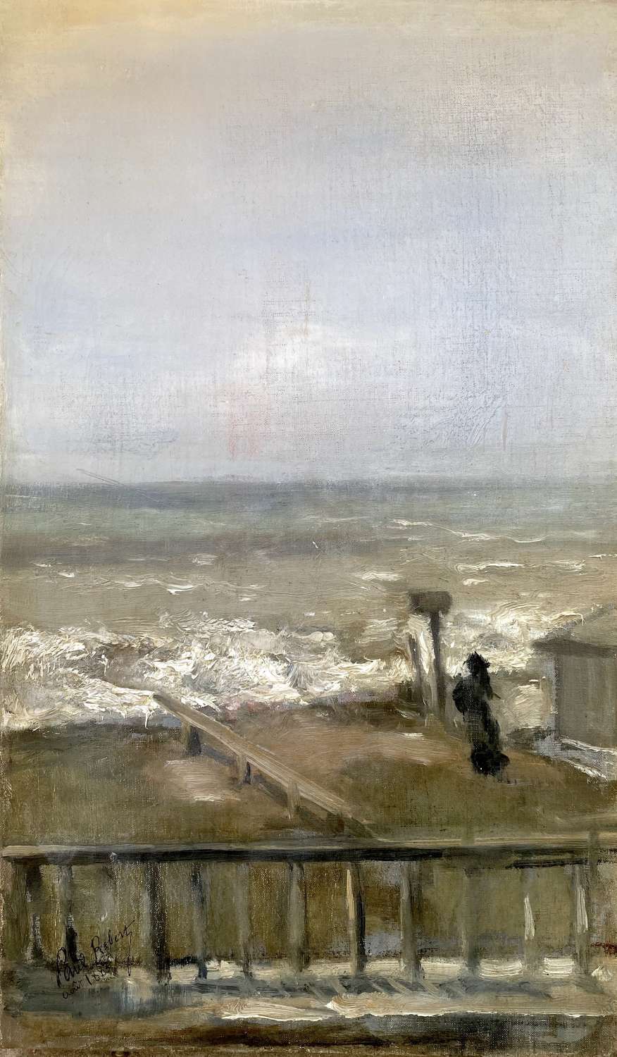 The Woman on the beach,1883: early Impressionist coastal landscape